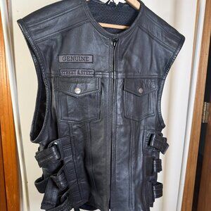 Street and steel anarchy leather vest